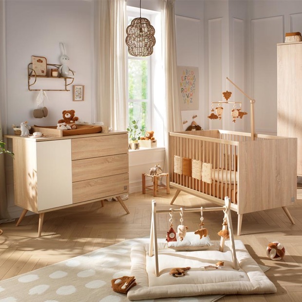 Chambre DUO Lit 140x70 commode SEVENTIES Crème + PAL OFFERT SAUTHON