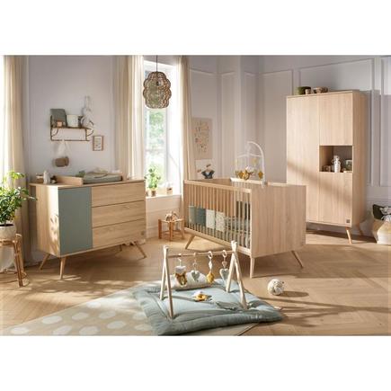 Chambre TRIO Lit 140x70 commode Armoire SEVENTIES Sauge + PAL OFFERT SAUTHON