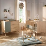 Chambre DUO Lit 140x70 Commode SEVENTIES Sauge + PAL OFFERT