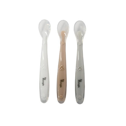 Lot de 3 cuillères douces pour bébé - Gris - blanc - terracotta BOJUNGLE - 2