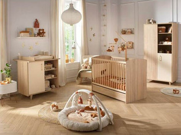 Chambre bébé complète Gaspard blanc/bois