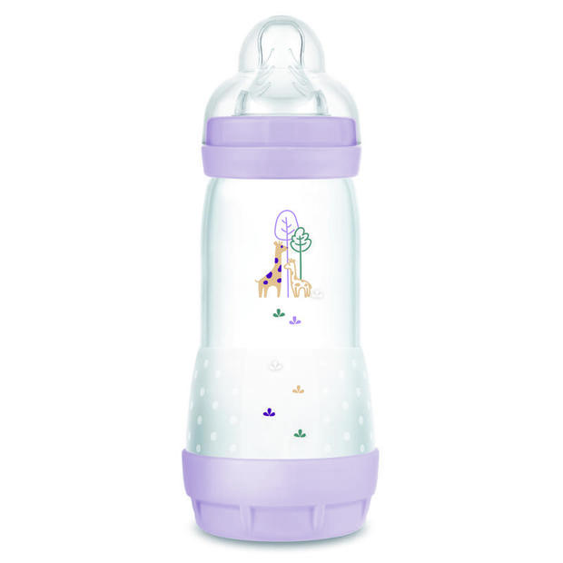 Biberon anti colique 320mL dès 4 mois Planet Love - Lilas MAM