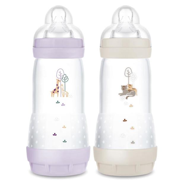 Lot de 2 biberons anti colique 320mL dès 4 mois Planet Love - Lilas MAM