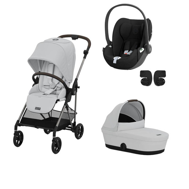 Poussette TRIO Melio 4 Taupe Nacelle Fog grey Cloud T Sepia Black CYBEX