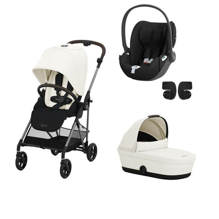 Poussette TRIO Melio 4 Taupe Nacelle Canvas White Cloud T Sepia Black CYBEX