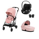 Poussette TRIO Melio 4 Taupe Nacelle Candy Pink Cloud T Sepia Black