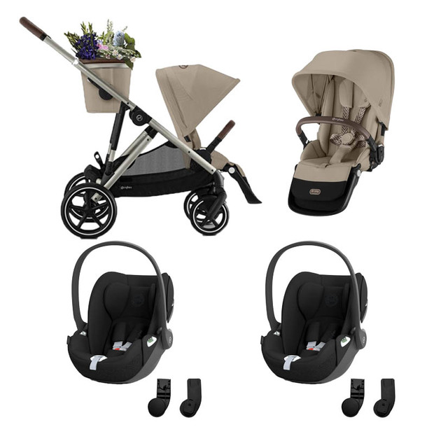 Poussette jumeaux Gazelle S TPE Almond Beige + 2 Cloud T Sepia Black CYBEX