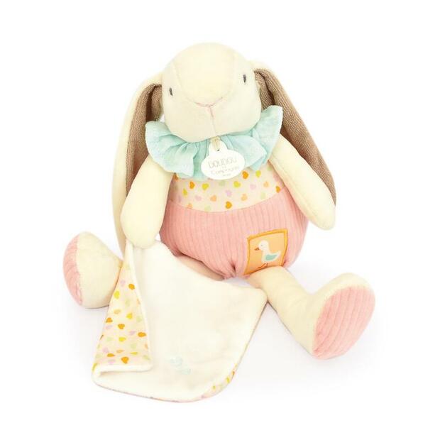 Pantin avec doudou lapin ciboulette - Rose DOUDOU ET COMPAGNIE