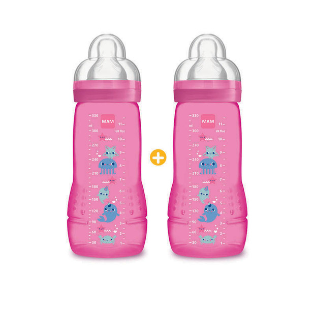 Lot 2 Biberons Easy Active 2ème âge 330ml 6mois MAM