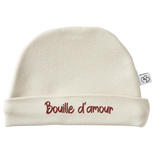 Bonnet doublé coton Bouille d'amour sable naissance 
