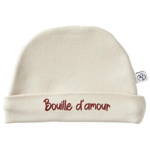 Bonnet doublé coton Bouille d'amour sable naissance  BB&CO