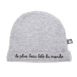 Bonnet de naissance pur coton Le plus beau bébé Gris chiné