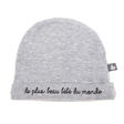 Bonnet de naissance pur coton Le plus beau bébé Gris chiné BB&CO