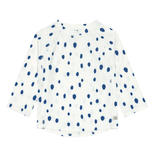 T-shirt manches longues pois 3-6 mois - Bleu/Nature