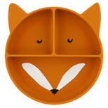 Assiette avec ventouse en silicone et compartiments Mr. Fox - Orange