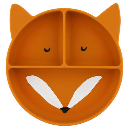 Assiette avec ventouse en silicone et compartiments Mr. Fox - Orange TRIXIE