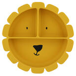 Assiette avec ventouse en silicone et compartiments Mr. Lion - Jaune