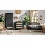 Chambre TRIO Lit 70x140 PARIS Commode Armoire CANNE Noir