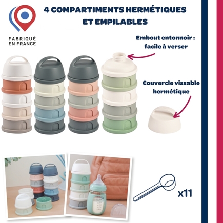 Boite doseuse 4 compartiments - Cotton white/terracotta BEABA - 4