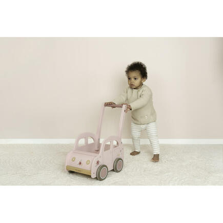 Chariot de marche voiture en bois FSC - Rose LITTLE DUTCH - 7
