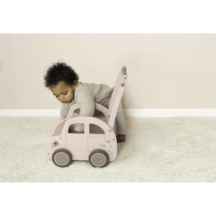 Chariot de marche voiture en bois FSC - Rose LITTLE DUTCH - 8