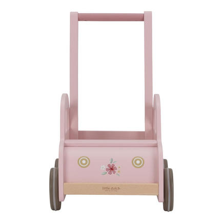 Chariot de marche voiture en bois FSC - Rose LITTLE DUTCH - 3