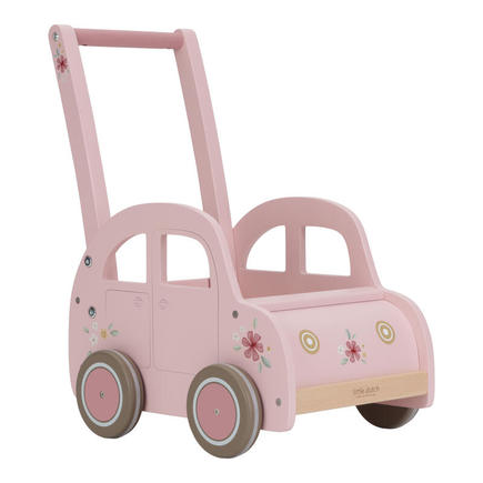 Chariot de marche voiture en bois FSC - Rose LITTLE DUTCH - 6
