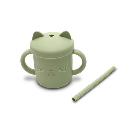 Tasse en silicone avec poignet et paille VERT LORELLI - 3