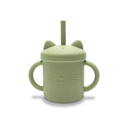 Tasse en silicone avec poignet et paille VERT LORELLI - 2