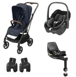 MAXI COSI Poussette DUO Leona 2 + Pebble 360 Black + Base FamilyFix 360 Black