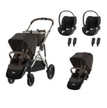 Poussette Jumeaux Gazelle S Chocolate Brown + 2 Cloud T Sepia Black