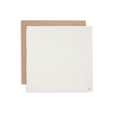 Lot de 2 langes en gaze de coton 115x115cm Biscuit/Ivory JOLLEIN