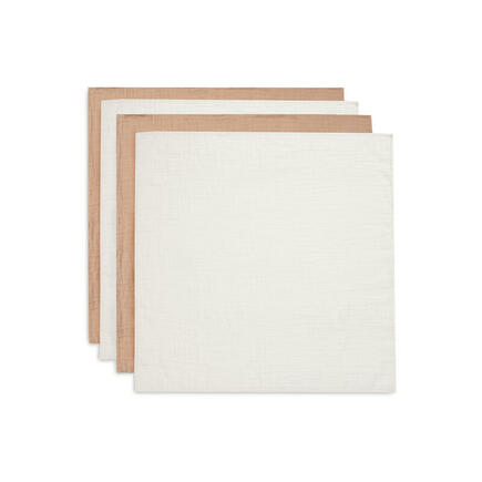 Lot de 4 langes en gaze de coton 70x70cm Biscuit/Ivory JOLLEIN