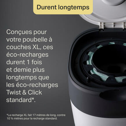 Poubelle à couches Twist & Click XL Blanc + 1 recharge TOMMEE TIPPEE - 6