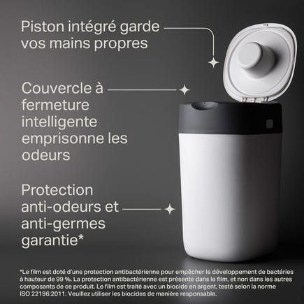 Poubelle à couches Twist & Click Blanc + 1 recharge TOMMEE TIPPEE - 3