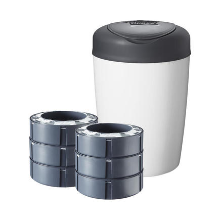 Poubelle à couches Simplee Blanc + 6 recharges TOMMEE TIPPEE