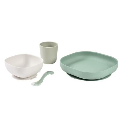 Coffret Repas Silicone 4 Pièce - Sage Green BEABA