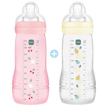 Lot de 2 biberons Easy Active 2e âge 330ml 6m Berry Pearl MAM