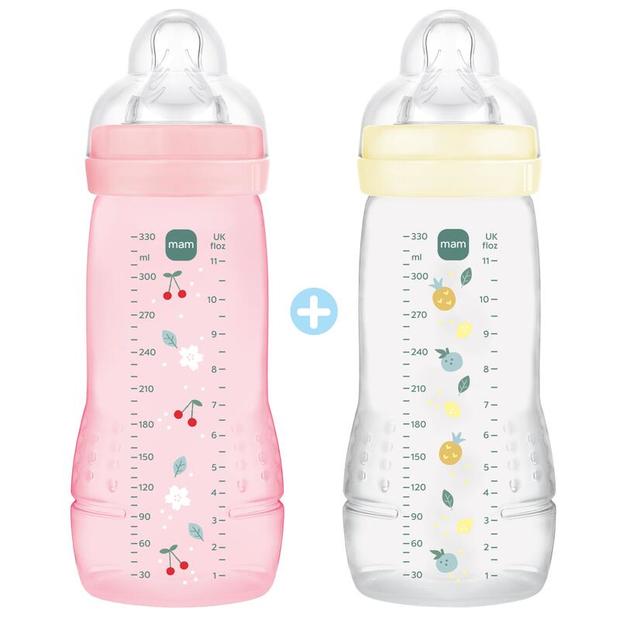 Lot de 2 biberons Easy Active 2e âge 330ml 6m Berry Pearl MAM