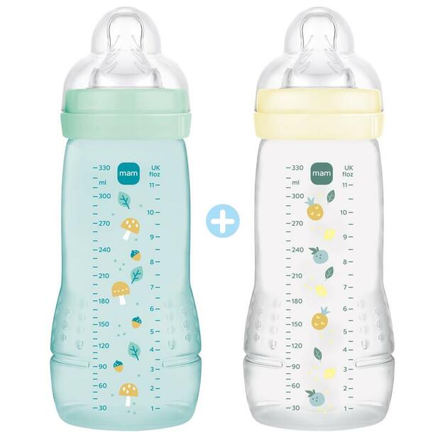 Lot de 2 biberons Easy Active 2e âge 330ml 6m Ice Pearl MAM