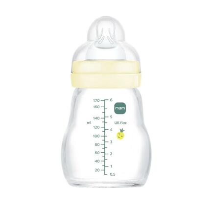 Biberon en verre 170ml Débit 1 0-6m Lin MAM