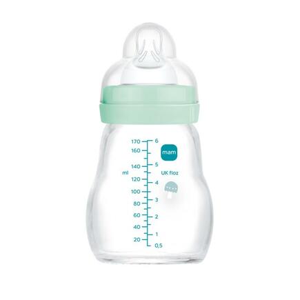 Biberon en verre 170 ml Débit 1 0-6m Aqua MAM