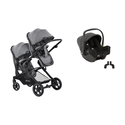 Poussette DUO double Atlantic Twin Grey + I-Snug 2 Shale HAUCK