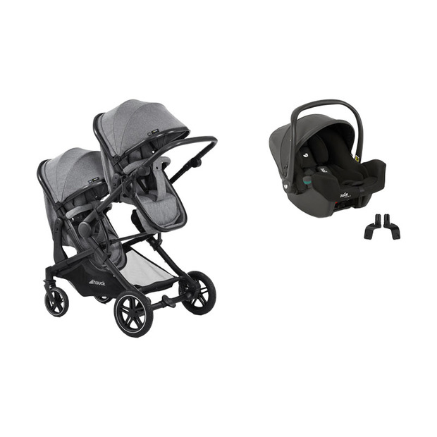 Poussette DUO double Atlantic Twin Grey + I-Snug 2 Shale HAUCK