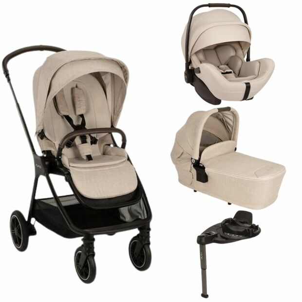 Poussette TRIO Triv Next + Siège-auto ARRA FLEX + Nacelle Lytl Biscotti + Base Curv offerte NUNA