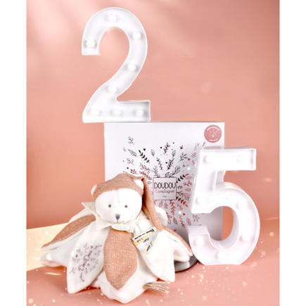 Doudou plat pétales Ours Blanc Rose - 25 cm DOUDOU ET COMPAGNIE - 8