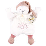 Doudou Ours cape Blanc Rose - 25 cm
