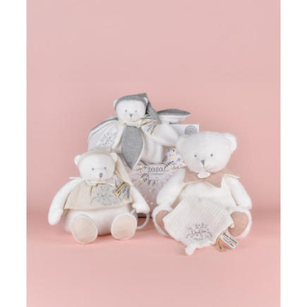 Doudou plat pétales Ours Blanc Argente - 25 cm DOUDOU ET COMPAGNIE - 8