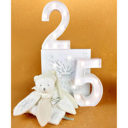 Doudou plat pétales Ours Blanc Crème - 25 cm DOUDOU ET COMPAGNIE - 4