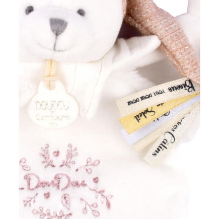 Doudou Ours cape Blanc Rose - 25 cm DOUDOU ET COMPAGNIE